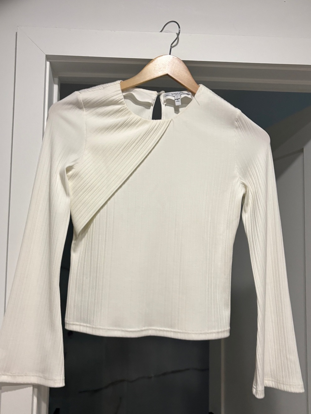 10 Crosby Derek Lam Cream soft Ribbed Long-Sleeve Top